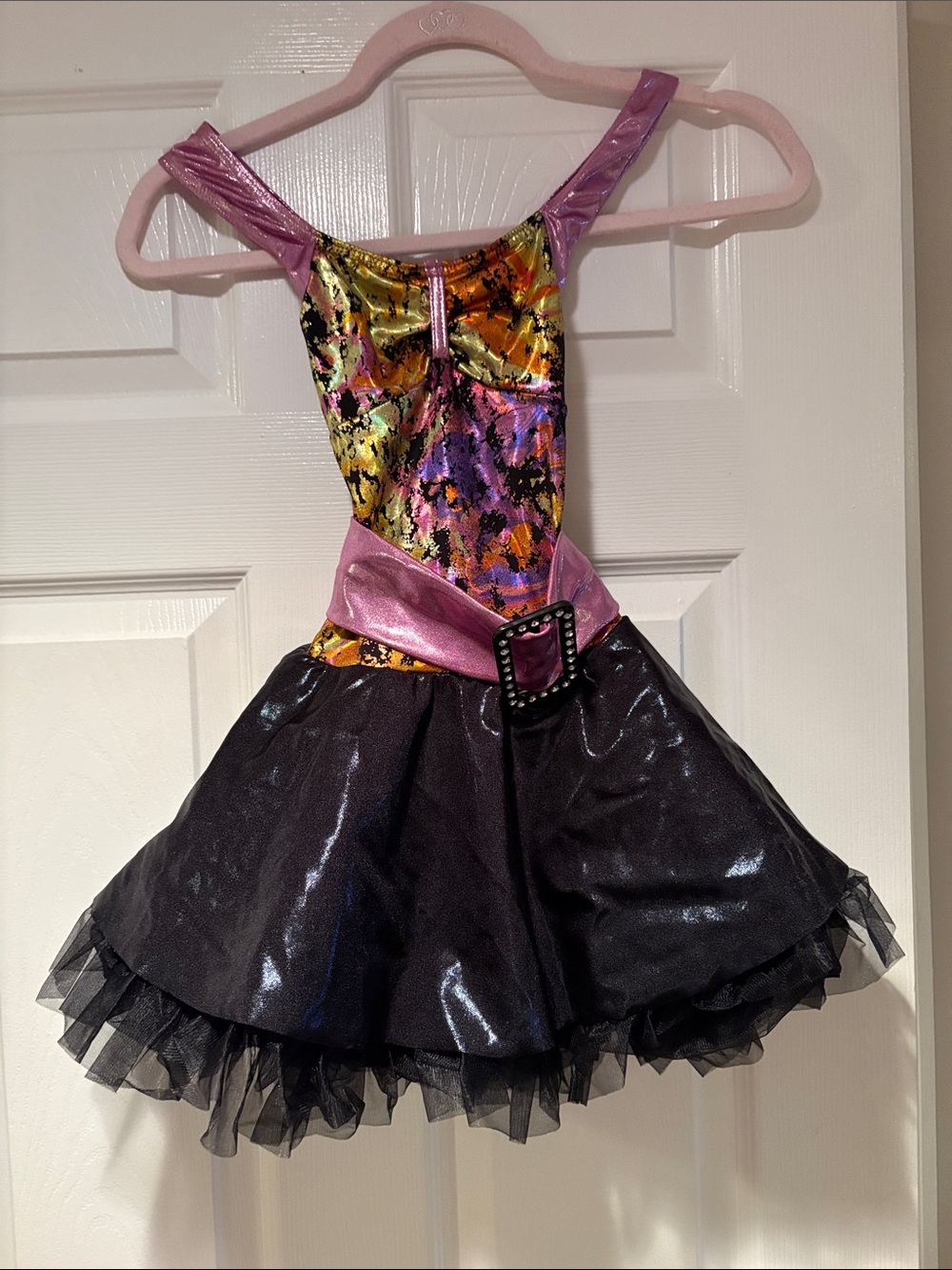 Weissman Pink, Gold, Purple and Black Metallic Girls Dance Costume